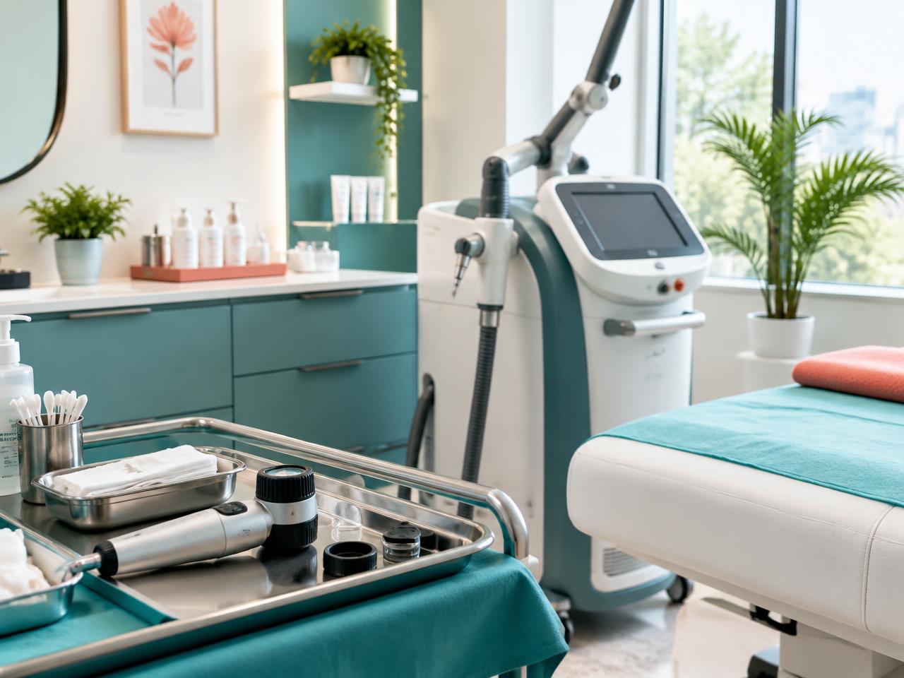 Modern laser and dermoscopy equipment at the skin care facility